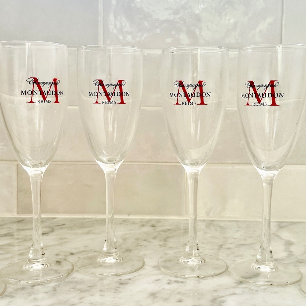 Rare! Montaudon Reims Champagne Glasses - set of 6